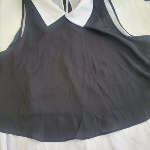 Three Hearts Black and White Collared Blouse